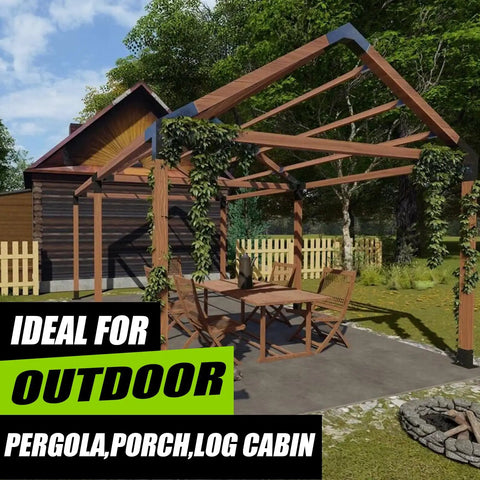 Three Way 15 Degree Pergola Bracket Kit For 3.5 By 3.5 Inch Wood Posts To Beams Slant Roof Support For Pavilions And Log Cabins Built Tough With Welded Steel And Galvanized Finish Two Pack