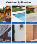 Outdoor application showing No Sweat Clear Waterproof Sealant And Adhesive on wood, tile, concrete, roof, putty walls, and bricks.