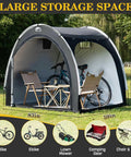 Outdoor Bike Storage Shed Tent With 210D Oxford Fabric PU4000 Waterproof Coating Portable Shelter for 2 to 8 bikes in garden