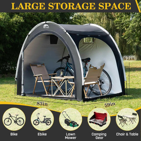 Outdoor Bike Storage Shed Tent With 210D Oxford Fabric PU4000 Waterproof Coating Portable Shelter for 2 to 8 bikes in garden