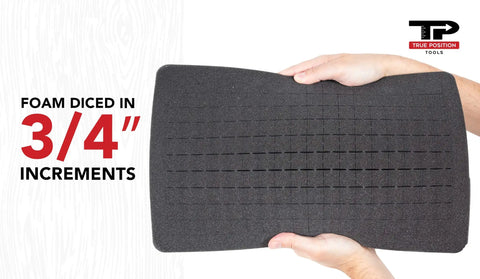 Person holding pick and pluck foam sheet from Universal Hard Carrying Case With Premium Kaizen Pick And Pluck Foam For Electronics Cameras Tools And Testing Gear Keeps Your Gear Safe And Ready In A Rugged Water Resistant Design.