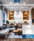 Modern living room with 6 Inch Ultra Thin LED Recessed Ceiling Light With Junction Box, 3 CCT Selectable, 12W, 1000 Lumen