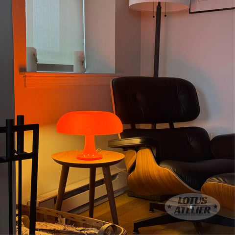 Orange Mushroom Table Lamp For Room Aesthetic, Modern Bedroom Lighting, Cozy Bedside Vibe, Retro Living Room Decor, Replaceable Bulbs Included, Easy Flip Switch, Charming Mid Century Style