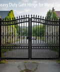 Heavy Duty Gate Hinges Two Pack Upgraded Ball Bearing Hardware For Wood And Metal Gates, 900 Lbs Per Pair, Carbon Steel Fence Hinge Set For Barn Doors, Driveways, Gardens, Sag Proof And Smooth Operation on black metal driveway gate