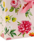 Large 13 Inch Wide Gift Bag With Tissue Paper Vintage Floral Pink Bow Ideal For Mothers Day Valentines Day Easter Bridal Showers Graduations And New Moms Great For Books Small Electronics Clothes And Gift Sets Perfect For Gifting, showing floral details and pink bow close-up