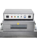 Heavy Duty 220V Heat Shrink Tunnel Machine With Continuous Net Conveyor For POF PVC Film Packaging, industrial grey metal design.