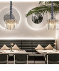 Modern Crystal Chandelier With K9 Crystals And Warm Gold Frame, 4 Light Flush Mount Ceiling Fixture In Chrome Finish over dining table
