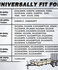 Chart of trailer compatibility for Heavy Duty Trailer Gate Spring Latch Kit With Extra Pins 2 Pack. Includes trailer models and sizes.