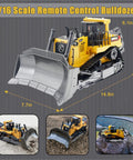 Remote Control Bulldozer One Sixteenth Scale With Light And Sound Nine Channel Front Loader RC Toy Built Tough For Kids Ages Three Through Ten Plus Realistic Metal Roof And Alloy Body For Durable Kid Friendly Play.}