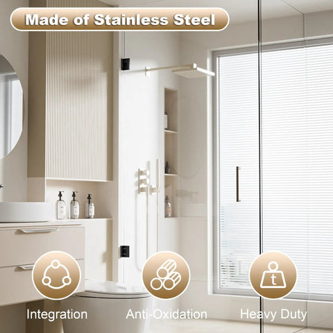 Glass Shower Door Hinge 90 Degree For Bathroom Black Finish Heavy Duty Shower Hardware With Rubber Guard To Protect Glass No Hassle Install Pro Grade Quality 1 Pack on frameless shower door