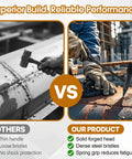 Comparison of welding tools showing Heavy Duty Chipping Hammer And Wire Brush Set 10.6 Inch With Spring Handle on right side.