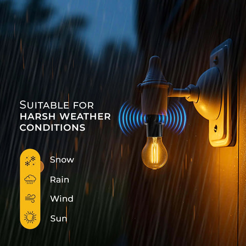 Auto On At Sunset Auto Off At Sunrise Dusk to Dawn Sensor for Indoor and Outdoor Lighting in rain, mounted on wall during harsh weather