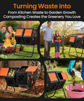170L Outdoor Compost Tumbler With Ventilation System for kitchen scraps and garden waste in backyard setting
