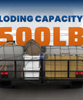 60 Inch Folding Hitch Mount Cargo Carrier Basket with luggage, 500 lb capacity, on SUV truck, showcasing load capacity.