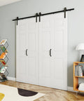 Smooth Glide Bi Fold Barn Door 84 Inch Tall Pre Built Six Panel Closet Slab with heavy duty tracks in bright white finish.