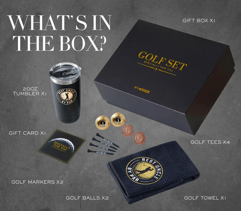 Uncle Golf Gift Bundle For The Golfer In Your Life Personalized Monogram And Gold Foil Detail Dope 20oz Matte Black Tumbler