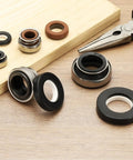 Gearhead Grade Heavy Duty Mechanical Shaft Seal Kit For Gas Water Pumps 13mm Inner Diameter 0.51 Inch Seal Replacement Built For High Temperature Low Pressure And Easy Install On Different Shaft Sizes, assorted seals on workbench