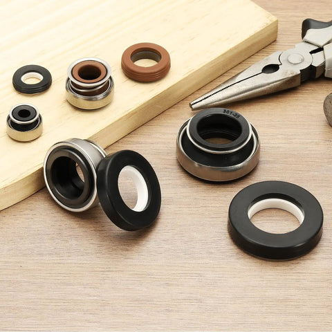 Gearhead Grade Heavy Duty Mechanical Shaft Seal Kit For Gas Water Pumps 13mm Inner Diameter 0.51 Inch Seal Replacement Built For High Temperature Low Pressure And Easy Install On Different Shaft Sizes, assorted seals on workbench