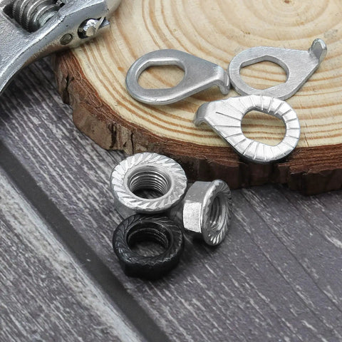 12 Piece Bike Wheel Axle Nuts and Safety Washers Kit for Front and Rear Wheels, M8 M9.5 M10 Sizes, displayed with a wrench