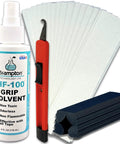 Premium Golf Grip Kit For Regripping With 15 2x10 Tape Strips, HF-100 Solvent, Hook Knife, Rubber Vise Clamp.