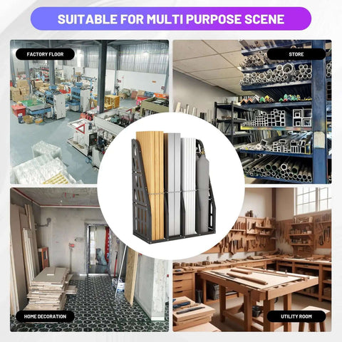 Heavy Duty 1500 Lb Capacity 4 Bay Vertical Bar Rack For Garage And Warehouse Storage Holds Lumber Pipes Conduit With Sturdy Frame