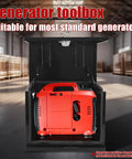 Rock Solid Aluminum Generator Tool Box Waterproof Storage Cabinet With Deadbolt Lock Made For The Backyard Killer Weather Shield Zero Fuss Rv Garage Accessory Black Extra Secure Outdoor Shelter Rust Proof Design with generator inside toolbox.
