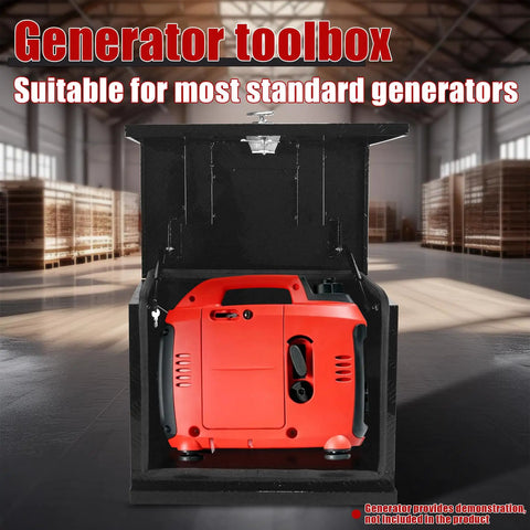 Rock Solid Aluminum Generator Tool Box Waterproof Storage Cabinet With Deadbolt Lock Made For The Backyard Killer Weather Shield Zero Fuss Rv Garage Accessory Black Extra Secure Outdoor Shelter Rust Proof Design with generator inside toolbox.
