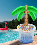 Set Of 2 Inflatable 60 Inch Palm Tree Coolers For Pool Parties Tropical Hawaiian Theme Beverage Floats Beach Party Decor Summer Outdoor Fun Chill And Sip Cooler Accessories by poolside with drinks