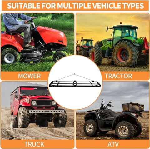 8 Ft Drag Harrow Driveway Grader With 16 Ft Heavy Duty Chain Tow Behind Lawn Rake for ATV, UTV, Tractor, Mower, Truck use