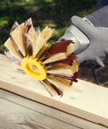Ultimate Drum Sander Kit For Woodworking Pros Features Heavy Duty Sisal Buffing Wheels in use on wood surface.