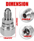 Heavy Duty Hydraulic Fitting Built To Last One Quarter Inch Male JIC To Three Eighth Inch Female JIC Swivel Carbon Steel SAE Compliant With Seven Sixteen Inch Twenty Thread And Nine Sixteen Inch Eighteen Female Threads, dimension view