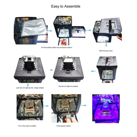 Step-by-step assembly of Large 3D Printer Resin Curing Station With UV Light And Solar Turntable Easy Assembly 8.27 By 8.67 By 10.24 Inch Enclosure