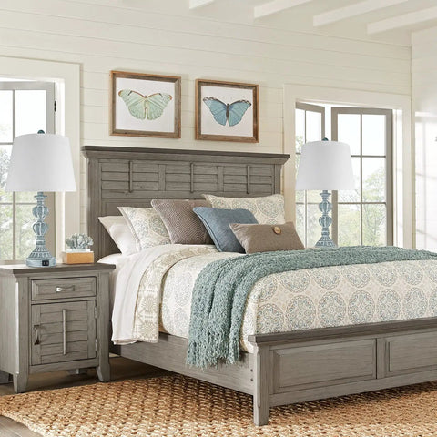 Bedroom with Set Of 2 Touch Control Table Lamps, 3 Way Dimmable Bedside Lamps With USB Ports, Coastal Farmhouse Style, Blue Washed White