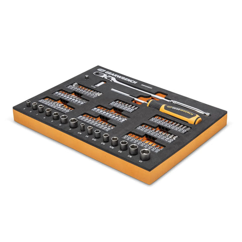 105 Piece Workhorse One Quarter Inch Drive Slim Head Mechanics Tool Set In Foam Storage Tray With 72-Tooth Ratchet, 5 Degree Swing