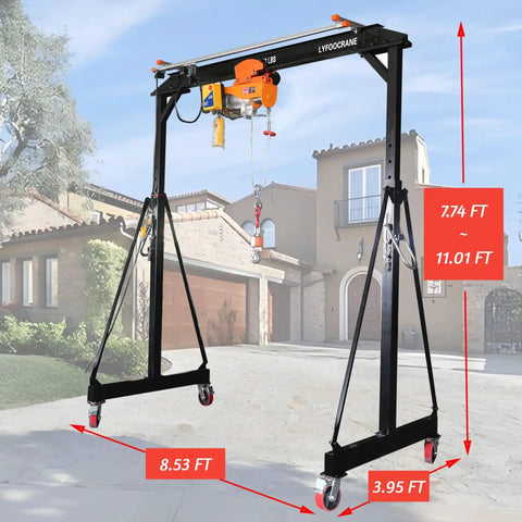 Heavy Duty Gantry Crane 2000 Lbs Portable Electric Hoist And Trolley With Remote For Garage And Workshop 8.5 ft wide