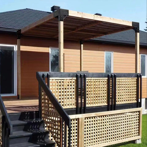 Heavy Duty 3-Way Right Angle Corner Bracket Kit For 4x4 Pergola Posts And Extension Wood Stand on outdoor pergola setup