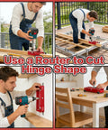 Pro Grade Aluminum Door Hinge Jig And Lock Installation Kit Heavy Duty Router Template shown in use for hinge mortising.
