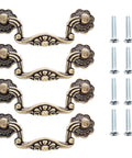 Antique Bronze Drop Drawer Pulls Set Of 4 With 3-Inch Hole Spacing Drop Bail Cabinet Handles For Cabinets Dressers And Kitchen Includes Mounting Screws For Easy Installation Durable Construction