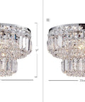 Lit Modern Chrome Crystal Flush Mount LED Chandelier Light Fixture For Dining Room Living Room Bedroom And Bath 4 G9 Bulbs Required