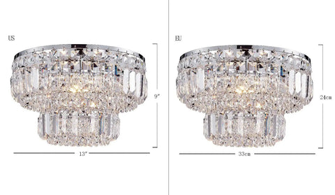 Lit Modern Chrome Crystal Flush Mount LED Chandelier Light Fixture For Dining Room Living Room Bedroom And Bath 4 G9 Bulbs Required