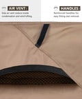 Air vent and handles detail on Round Patio Furniture Cover For 76 Inch Table And Chair Set, Waterproof Outdoor Protection