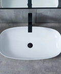 28x15 Inch Oval Porcelain Vessel Sink White Ceramic Above Counter Bathroom Basin For Vanity Cabinet