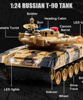Rad 1/24 Scale RC Battle Tank With 2.4GHz Infrared Control featuring rotatable turret and realistic soldier figure