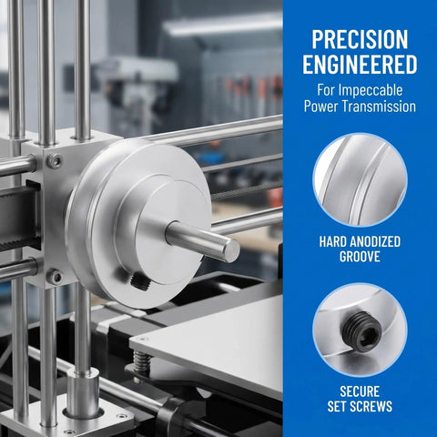 Single Groove Pulley For 6mm Synchronous Belt Aluminum Alloy With Hard Anodized Finish Mechanical Drive Replacement Part For Small Motors In Precision Machines And Your Go To High Precision Equipment on a machine shaft