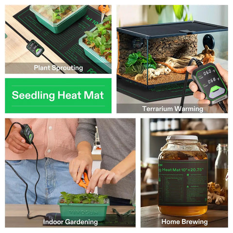 Seedling Heat Mat With Built In Temperature Controller For Germination, Hydroponics, Breeding, And Greenhouses, Waterproof Plant Heating Pad, UL And MET Certified, Durable PVC And PET Film, Far Infrared Heating Tech