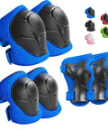 Kids 3 In 1 Protective Gear Set Knee Pads Elbow Pads And Wrist Guards For Ages 7 To 13 Blue With Adjustable Straps