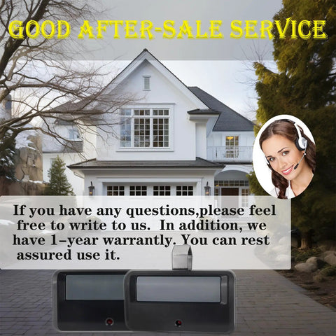 Universal Learn Button Garage Door Opener Remote For LiftMaster Chamberlain Craftsman in front of house with service info