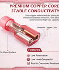 200 Pcs Red Nylon Female Spade Connectors For Quick Electrical Disconnects With Tinned Brass Core And Self-Stripping Crimp Insulated Terminals Totally Made To Fit 22 To 16 Awg Wiring Runs Securely, cutaway view