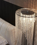 Crystal Floor Lamp With Rainfall Sparkle, Modern Lava Style Light For Living Room, Bedroom, Or Girls Room In Silver Chrome Finish