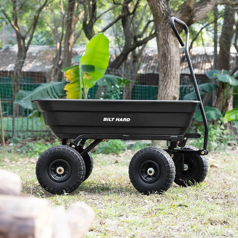 Heavy Duty Garden Dump Cart With 600 Lb Capacity And Flat Free Tires Quick Release Dump Wagon For Yard And Outdoor Work in garden
